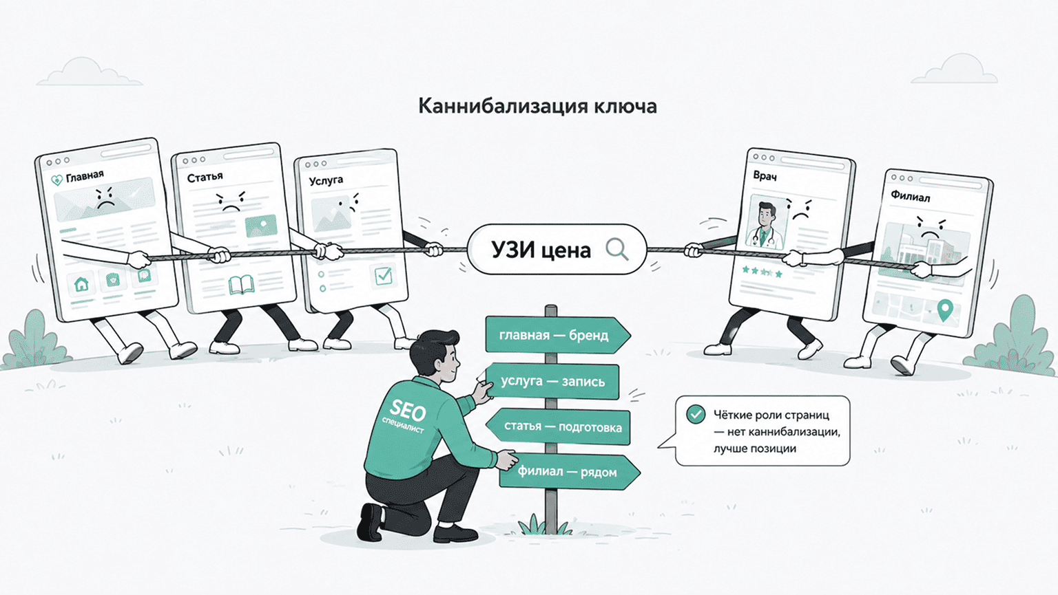 Как избежать каннибализации внутри медицинского сайта